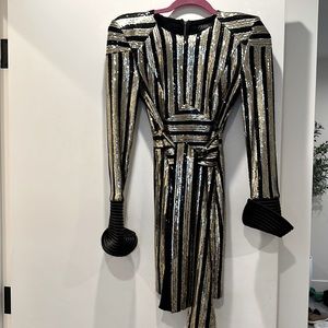 Rarely worn Zhivago sequin shoulder pad mini dresss as seen on Kyle, RHofBH.